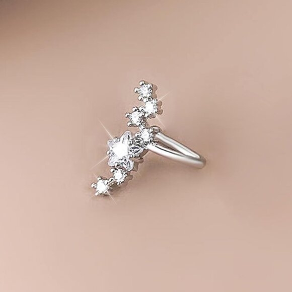 Star Left Non Piercing Rhinestone Star Clip on Earring Cartilage Jewelryt Gift - Picture 4 of 9